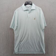 Peter Millar Shirt Mens Small Blue Green Coastal Striped Winged Foot Golf Polo picture