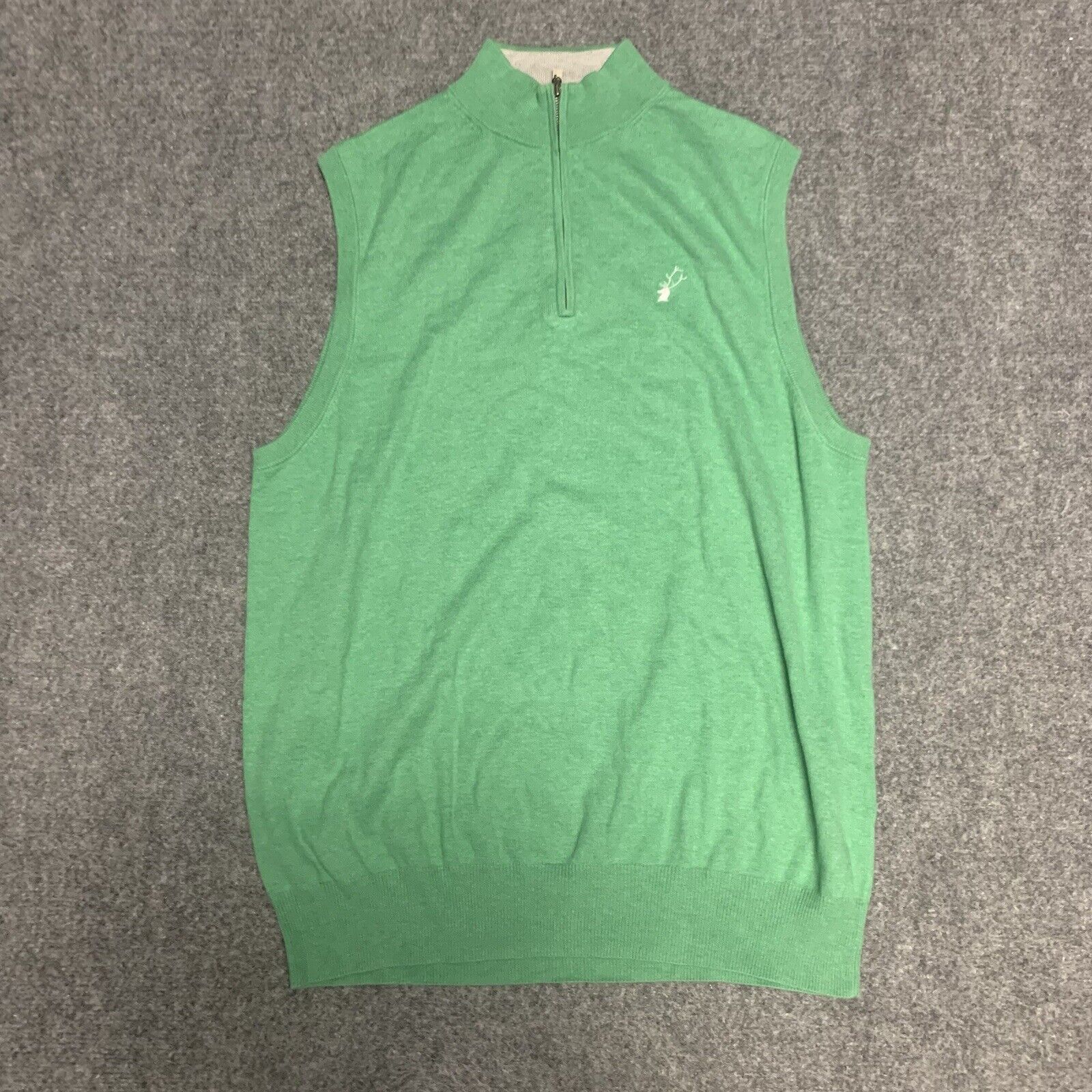 Peter Millar Mens Cashmere Cotton Silk Green Sweater 1/4 Zip Vest Size Medium M