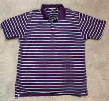 Peter Millar Polo Shirt Mens Large Purple Striped Green Blue Stitched Logo picture