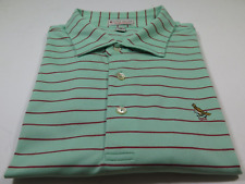 Peter Millar Summer Comfort Mens Light Green Striped Golf Pullover Polo Shirt XL picture