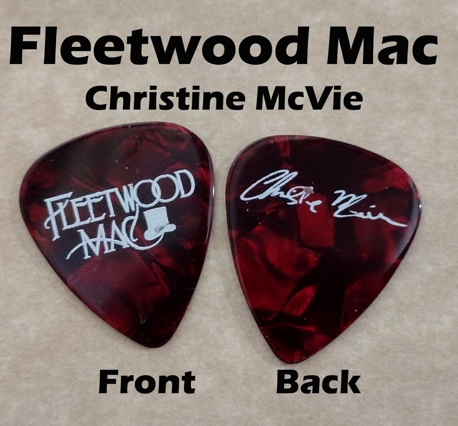 Fleetwood mac Christine McVie 2-sided novelty signature guitar pick  (Q-2364)