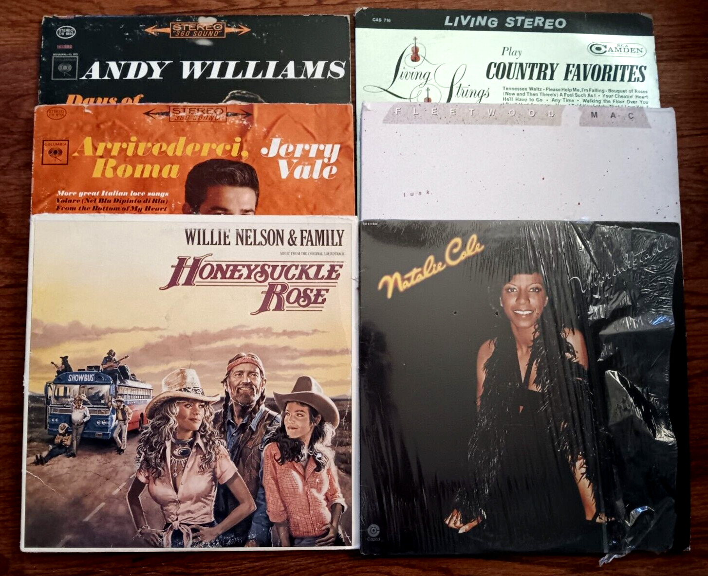 Vinyl Records Lot 6 Willie Nelson Natalie Cole Fleetwood Mac Jerry Vale Mixed