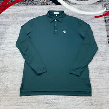 Peter Millar Performance Polo Shirt Large Green Outdoors Spandex Long Sleeve Men picture