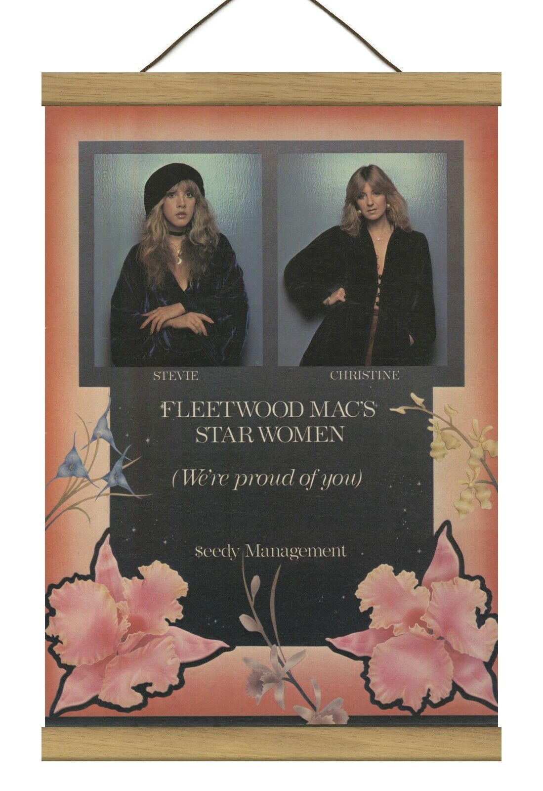 Stevie Nicks/ Christine McVie Original Promo Ad, Mounted w/Magnetic Frame